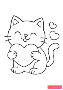 Котик обнимает сердечко