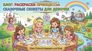Раскраски принцессы сказочные сюжеты для девочек