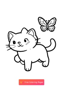 милый котик гоняется за бабочкой 4