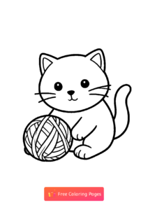 милый котик играет с клубком 1