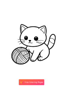 милый котик играет с клубком 2
