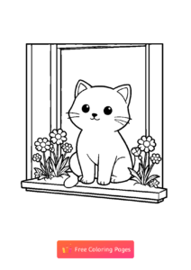 милый котик сидит на подоконнике 1