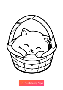 милый котик спит в корзинке 2